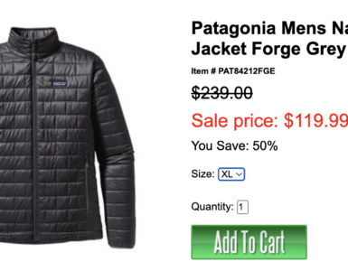 $119.99 Patagonia Mens Nano Puff Jacket